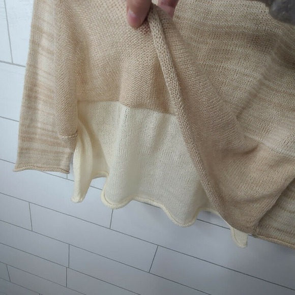 Krista Larson Sweater Mock Neck Layered Tan Beige Wearable Fiber Art Lagenlook - Picture 4 of 12